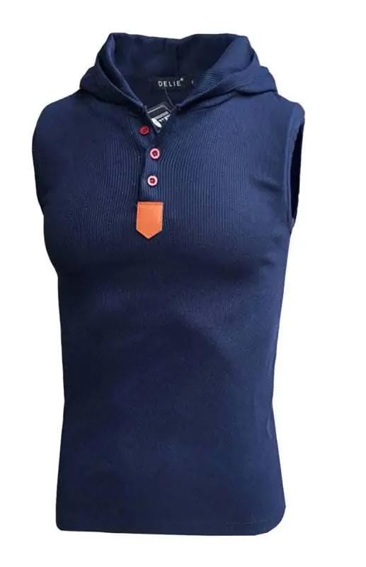 Men Shirts - Men's Stylish Sleeveless Hooded Knit Vest for Active Leis - Men Shirts | MENLL
